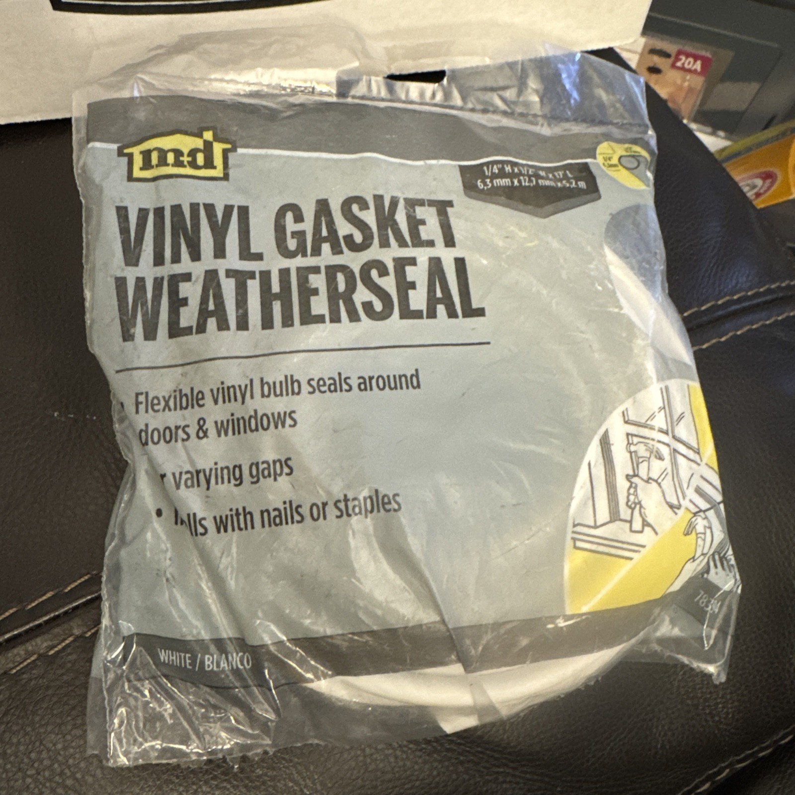 M-D Vinyl Gasket Weatherseal White 1/2\ M-D Vinyl Gasket Weatherseal White 1/2\
