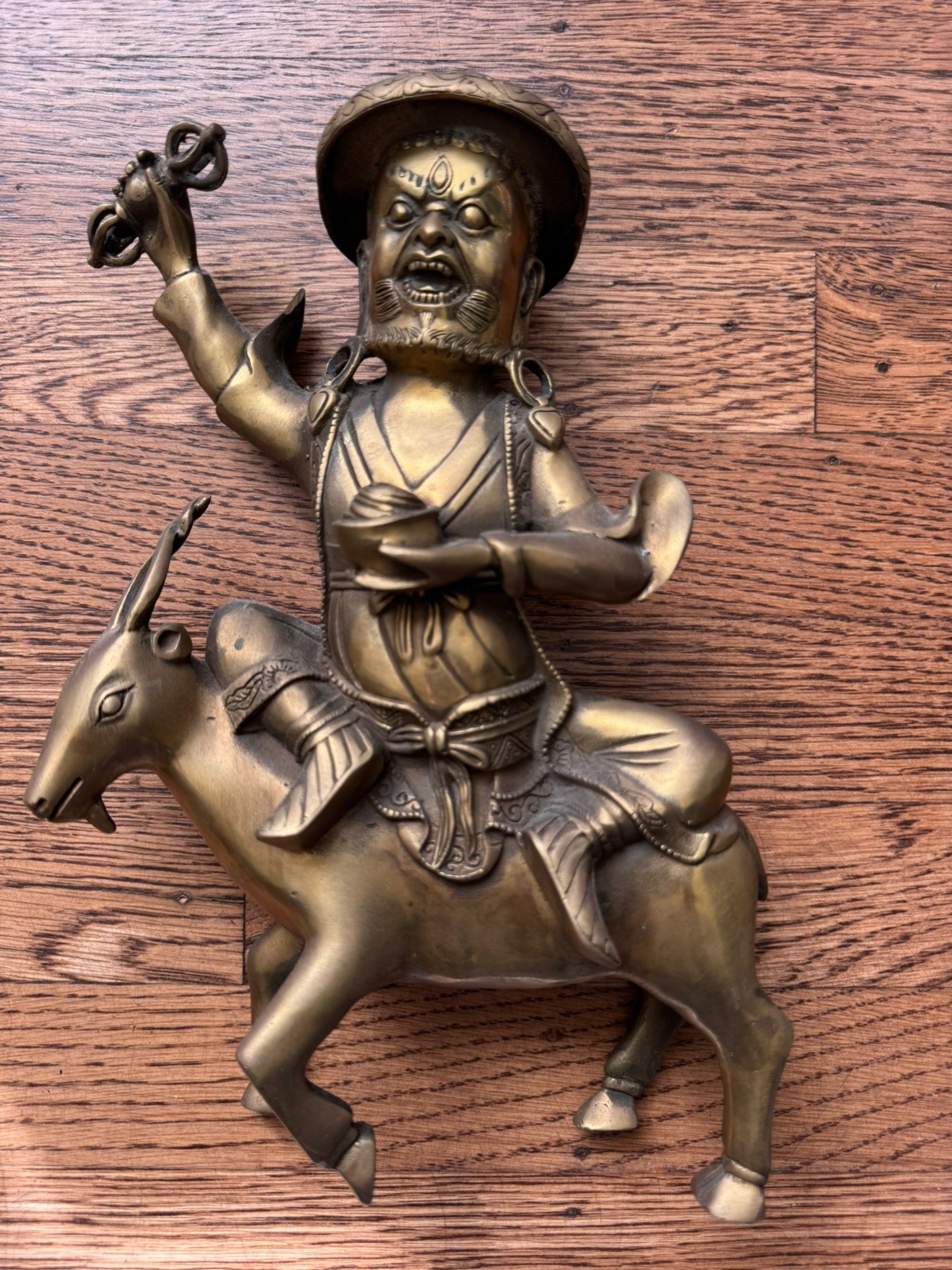 Vintage Tibetan Brass Statue – Dorje Legpa (Garwa Nagpo) Riding Goat Vintage Tibetan Brass Statue – Dorje Legpa (Garwa Nagpo) Riding Goat