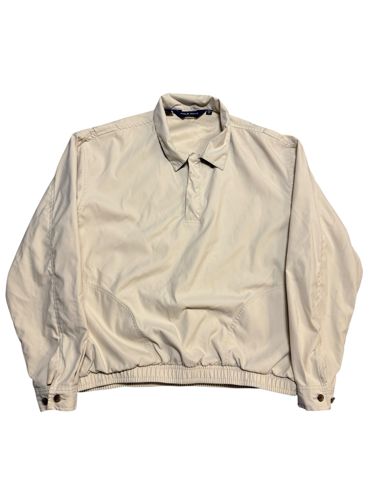 VTG 90s Polo Golf Ralph Lauren Tan Bomber Jacket Sz XL Plaid Nylon Full Zip
