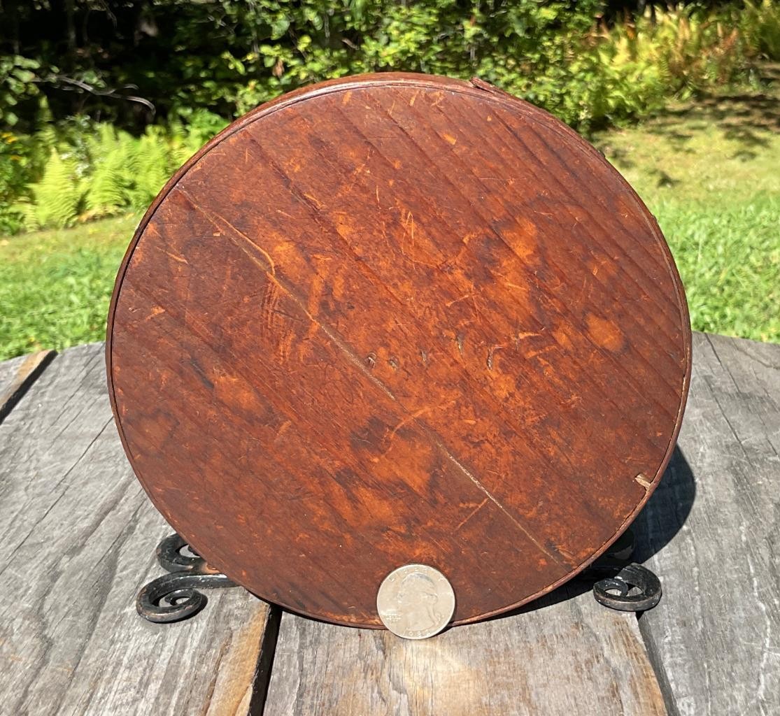 Antique Wooden Firkin Pantry Box LID ONLY 6.75\
