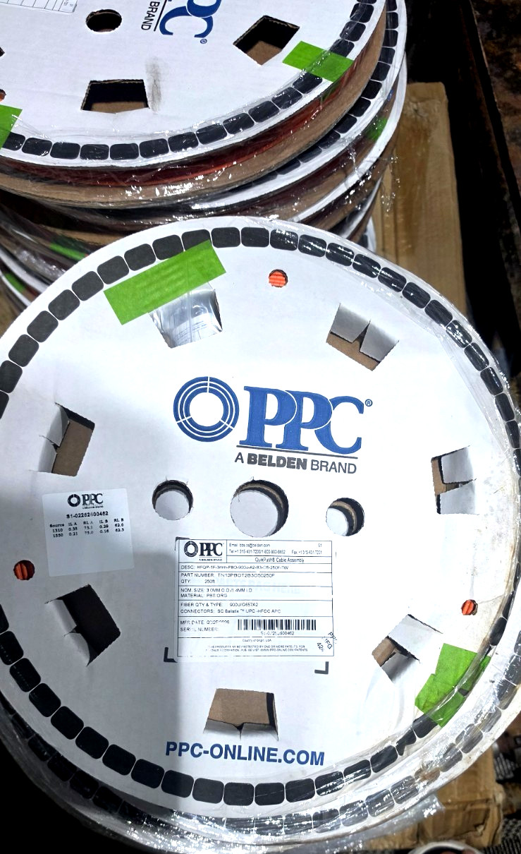 250 FT Belden PPC Fiber Optic Cable QuikPush 3mm OD x 1.4mm TN13PBOT2B3O250F