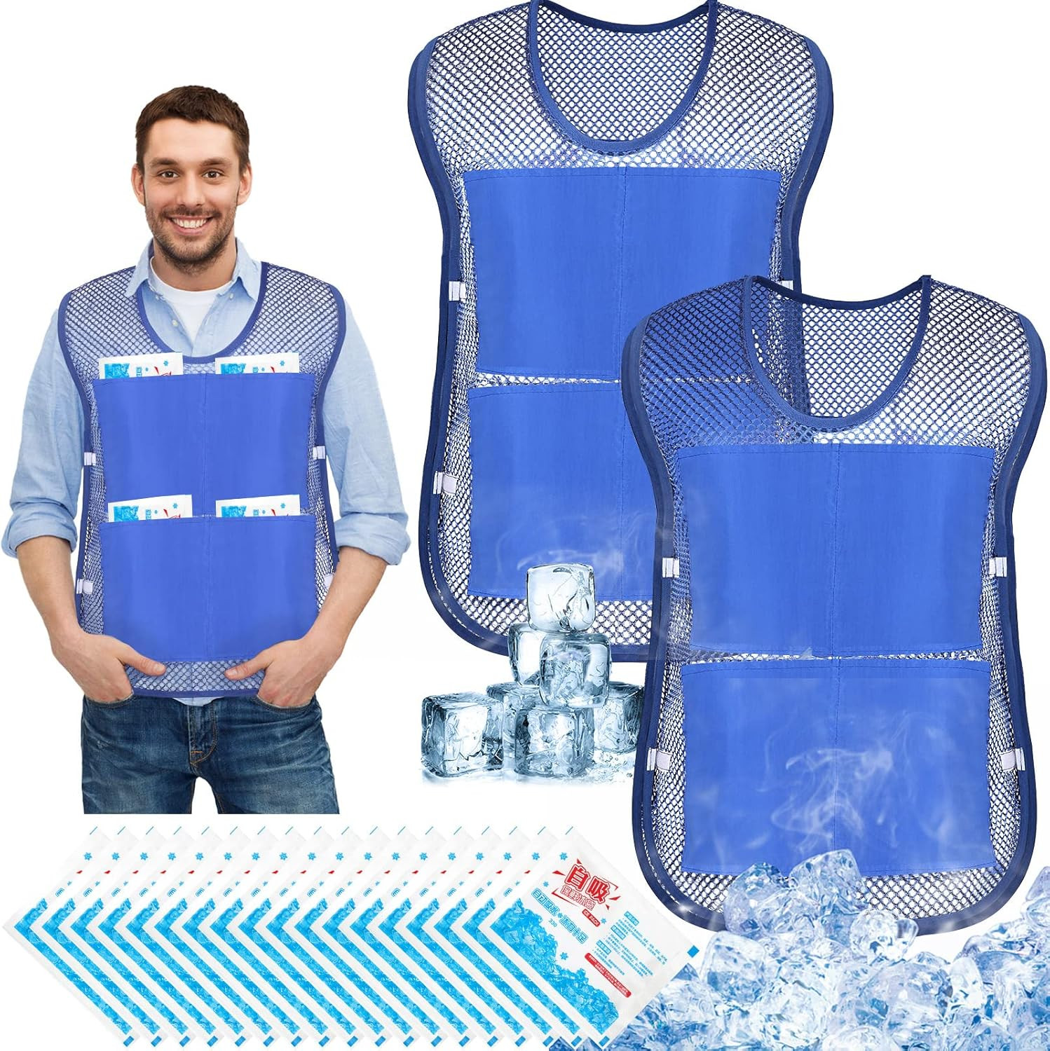 Mepase 2 Pcs Ice Cooling Vest for Men Women Teens with Ice Packs Mepase 2 Pcs Ice Cooling Vest for Men Women Teens with Ice Packs