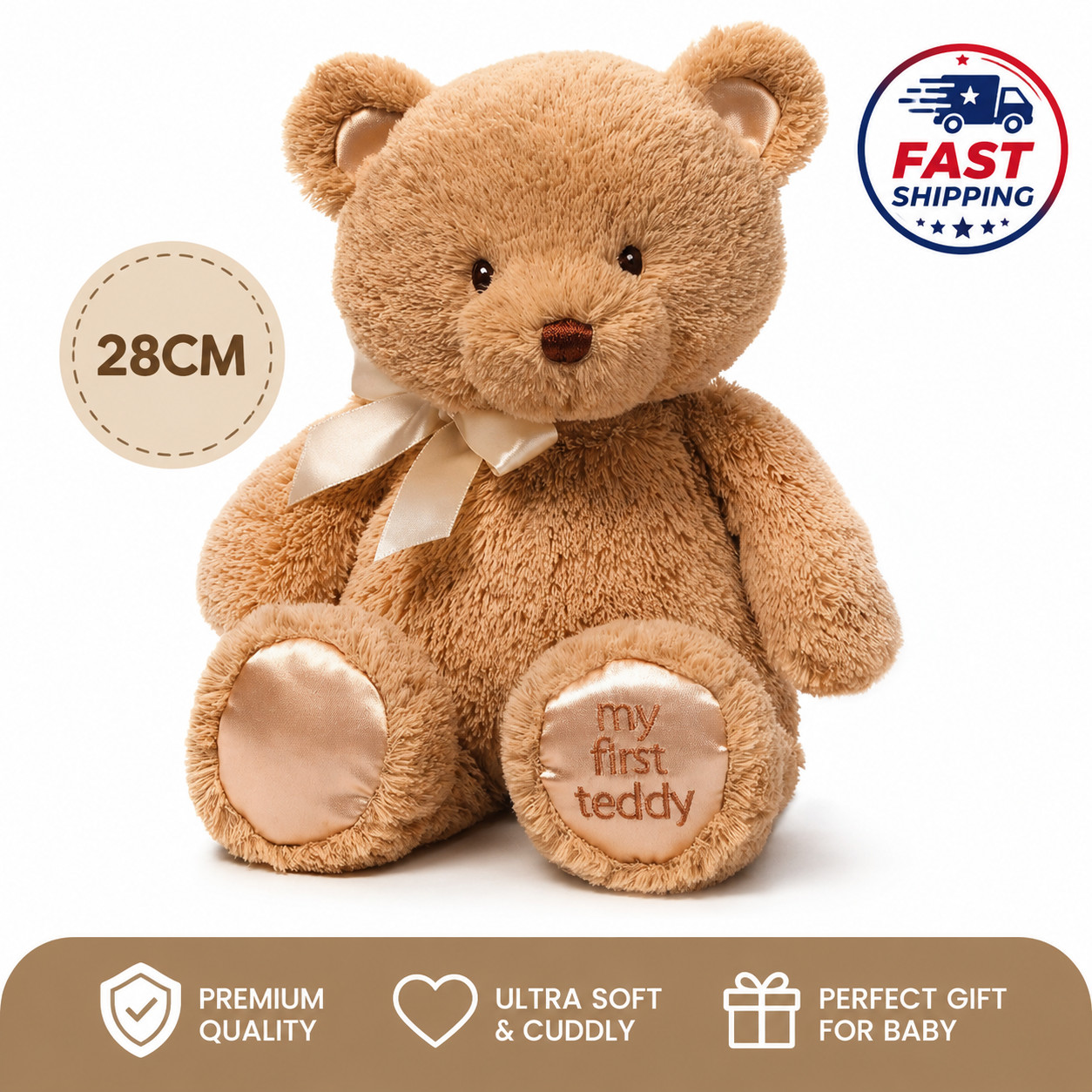 GUND My First Teddy Bear Baby Brown Plush Toy Ultra Soft 28CM NEW Sealed USA