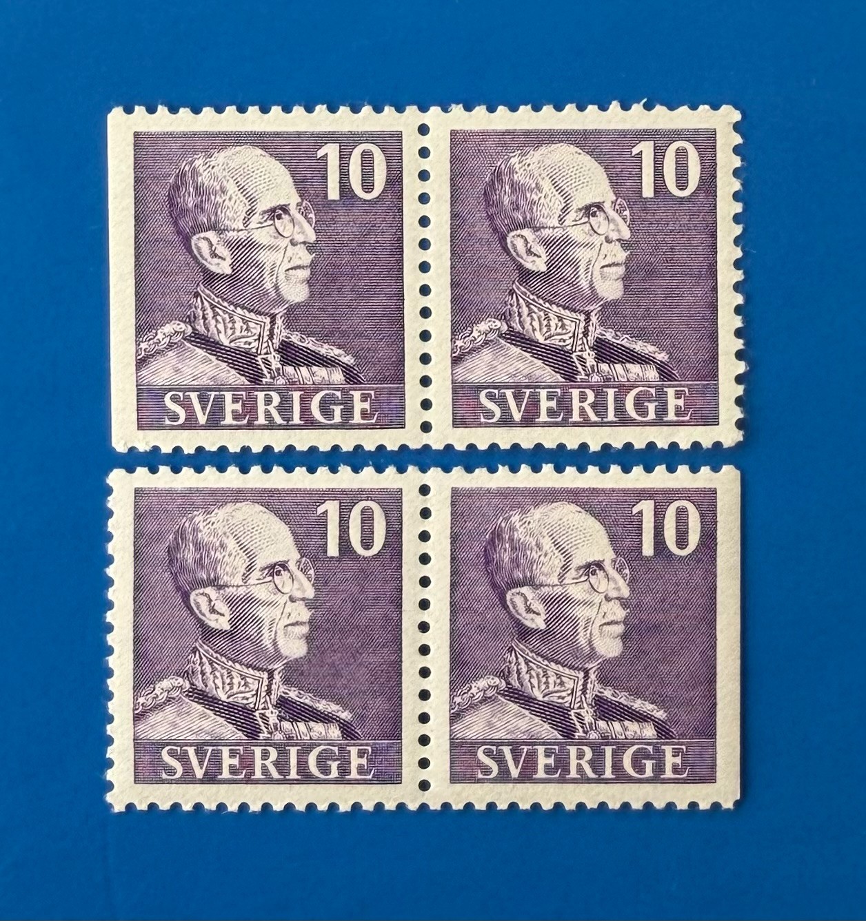 Sweden 1939 King Gustaf V 10 ore violet Facit 269 2 pairs MNH VF Sweden 1939 King Gustaf V 10 ore violet Facit 269 2 pairs MNH VF