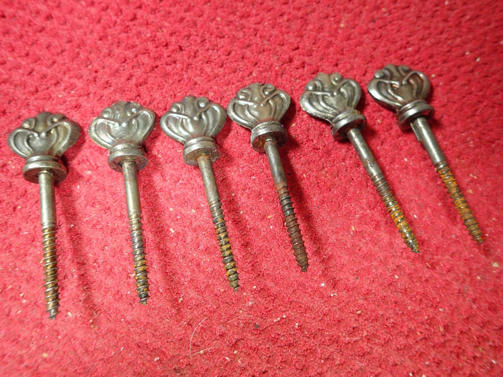Antique Vintage Set of Six (6) Victorian Casket Thumbscrews or Coffin Screws Antique Vintage Set of Six (6) Victorian Casket Thumbscrews or Coffin Screws