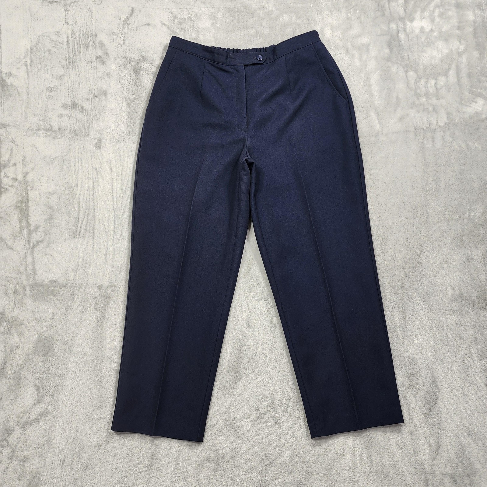 Vintage Koret Pants Womens 14 Blue Wool Blend High Rise Crop Capri Lined Preppy