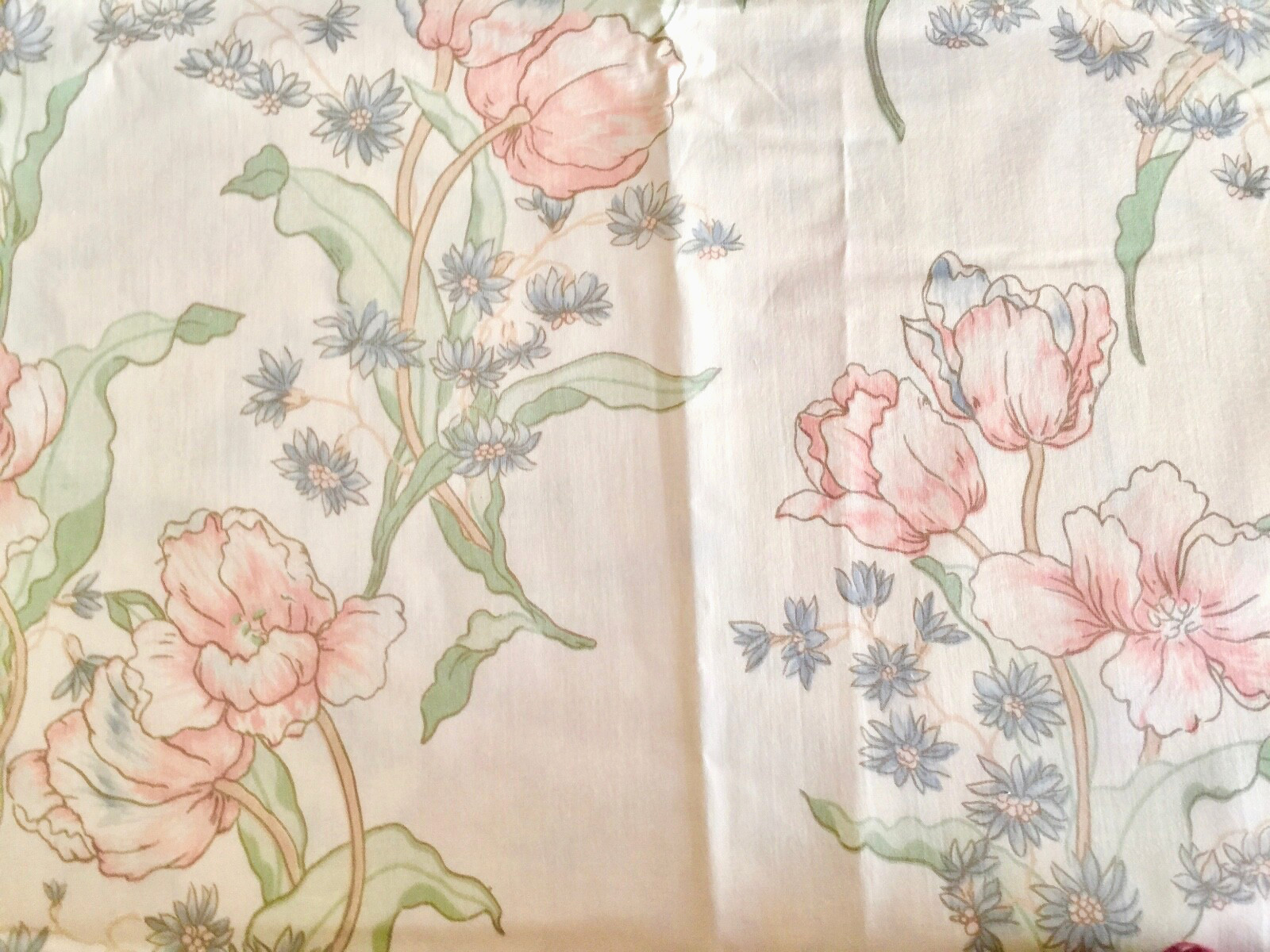 Vintage Thibaut Giselle fabric upholstery 2yd+ pastel ecru cotton new