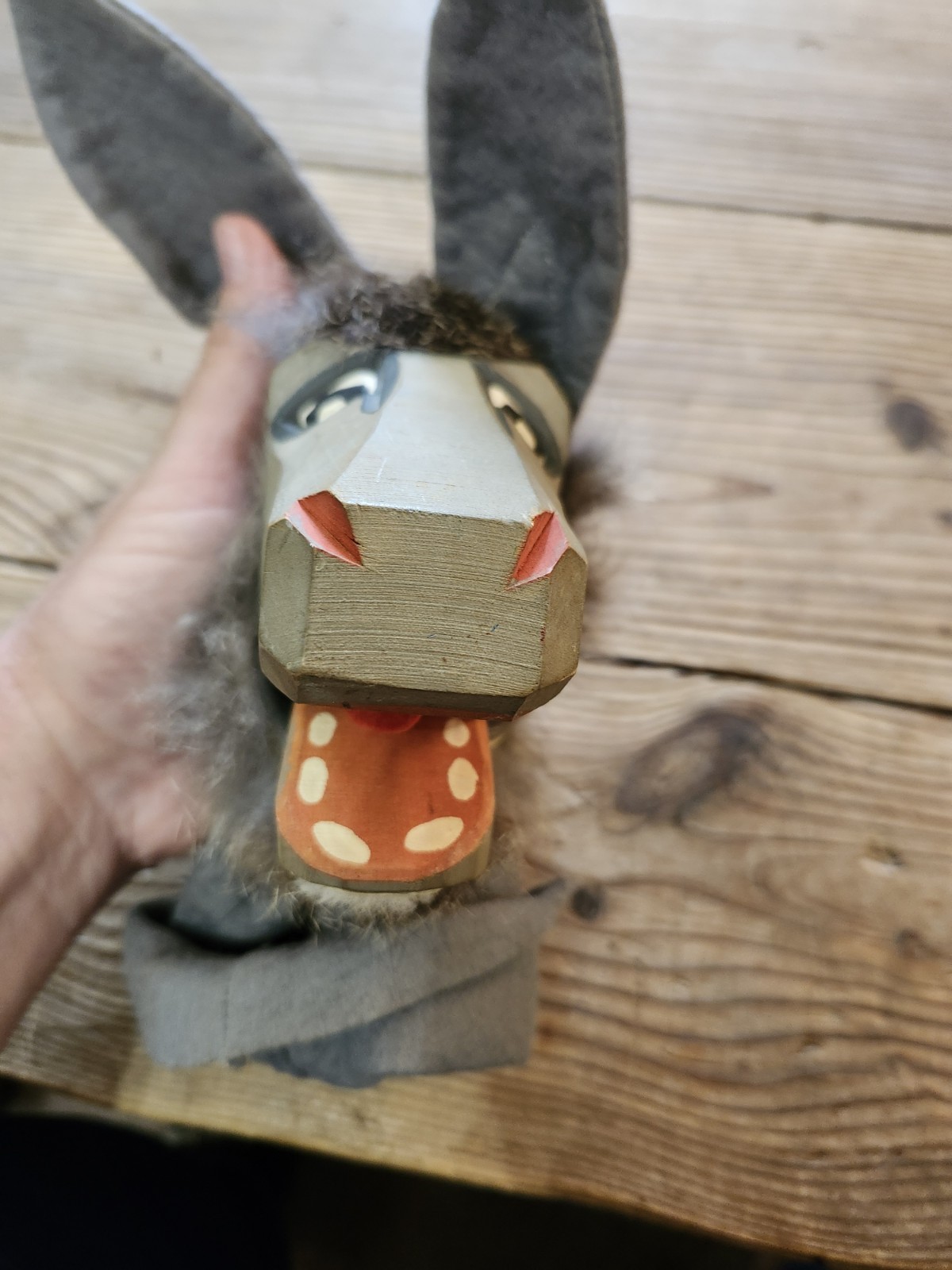 Vintage Wooden Donkey Hand Puppet-Hahn Germany-1960s MCM-Lotte Sievers-RARE Vintage Wooden Donkey Hand Puppet-Hahn Germany-1960s MCM-Lotte Sievers-RARE
