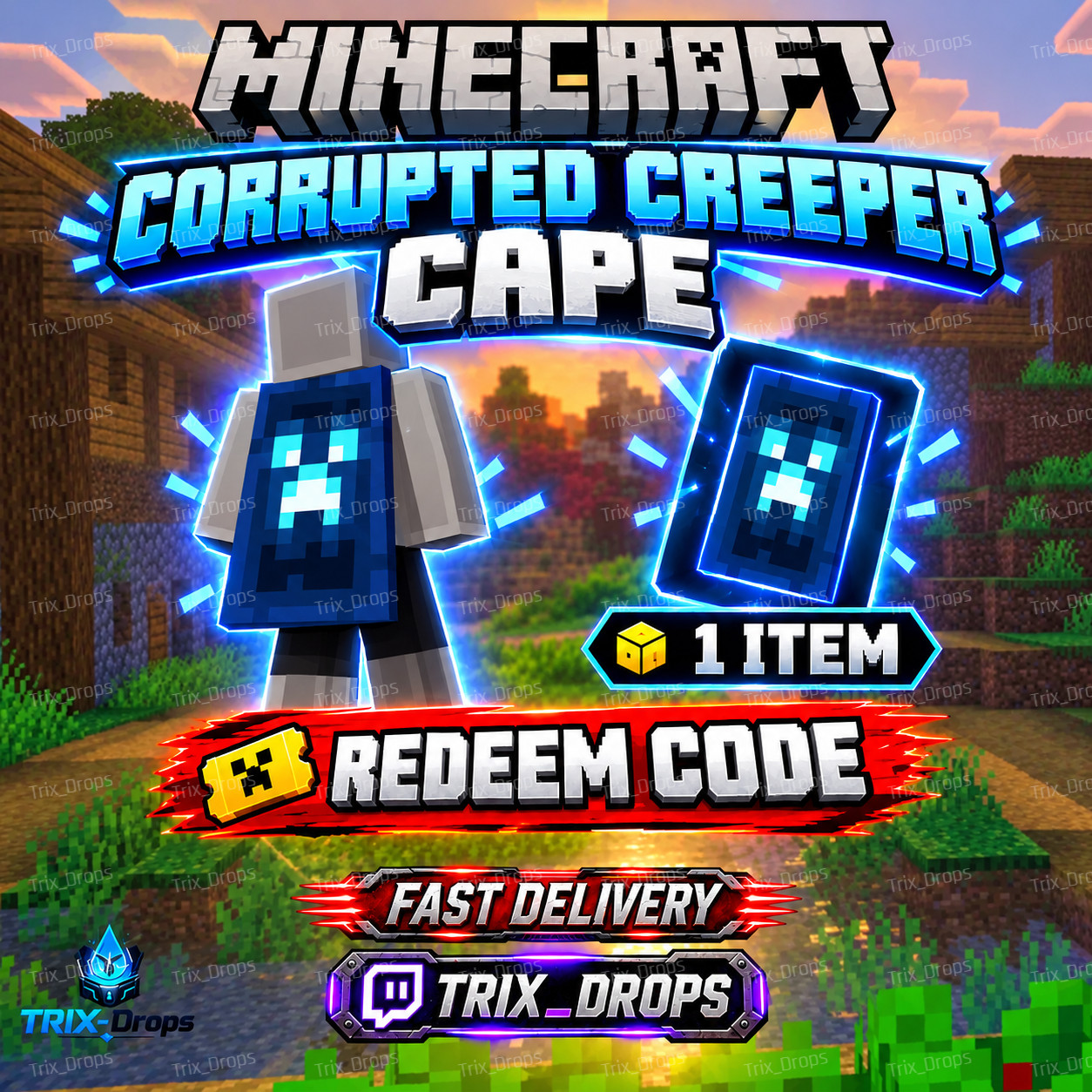 Minecraft Dungeons II Corrupted Creeper Cape Code Global ( Only for Dungeons II