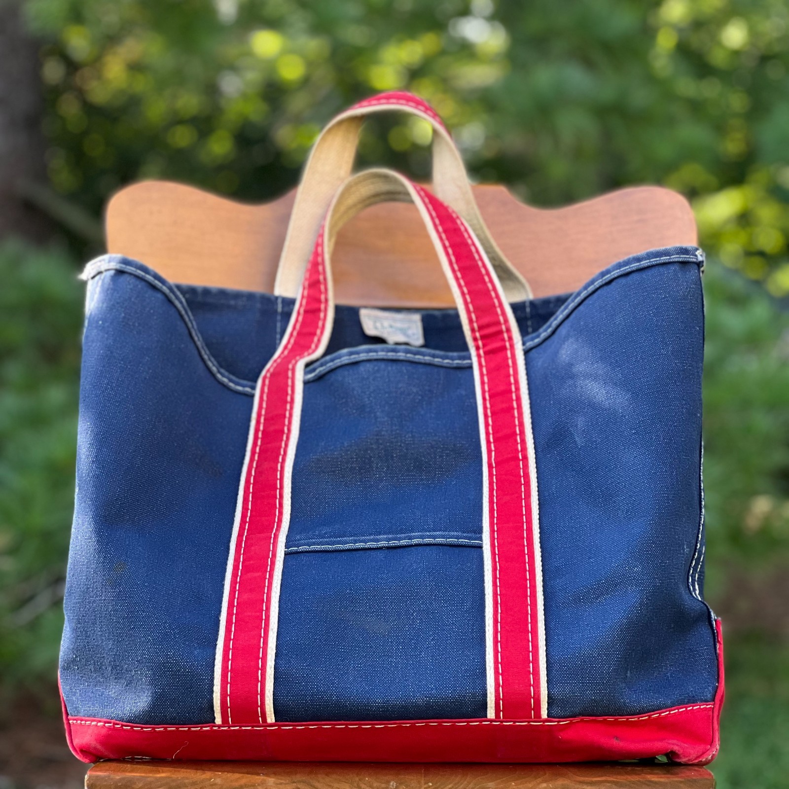 Rare Vintage 80s L.L. Bean Boat And Tote Red Blue Canvas Large Bag Rare Vintage 80s L.L. Bean Boat And Tote Red Blue Canvas Large Bag