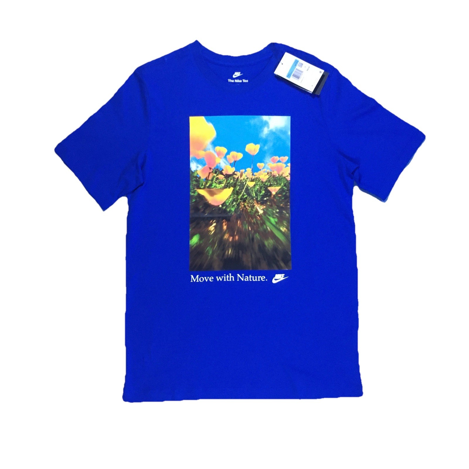 The Nike Tee Move with Nature Mens Blue Size Medium Tall Graphic T-Shirt The Nike Tee Move with Nature Mens Blue Size Medium Tall Graphic T-Shirt