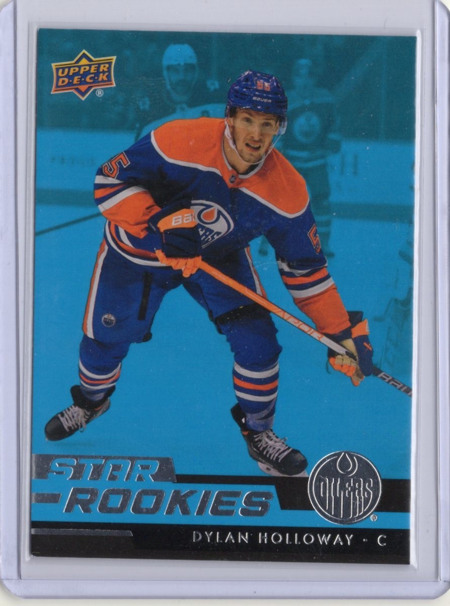 2022-23 Upper Deck NHL Star Rookie - Dylan Holloway #22 Blue (RC) Oilers Fire 2022-23 Upper Deck NHL Star Rookie - Dylan Holloway #22 Blue (RC) Oilers Fire