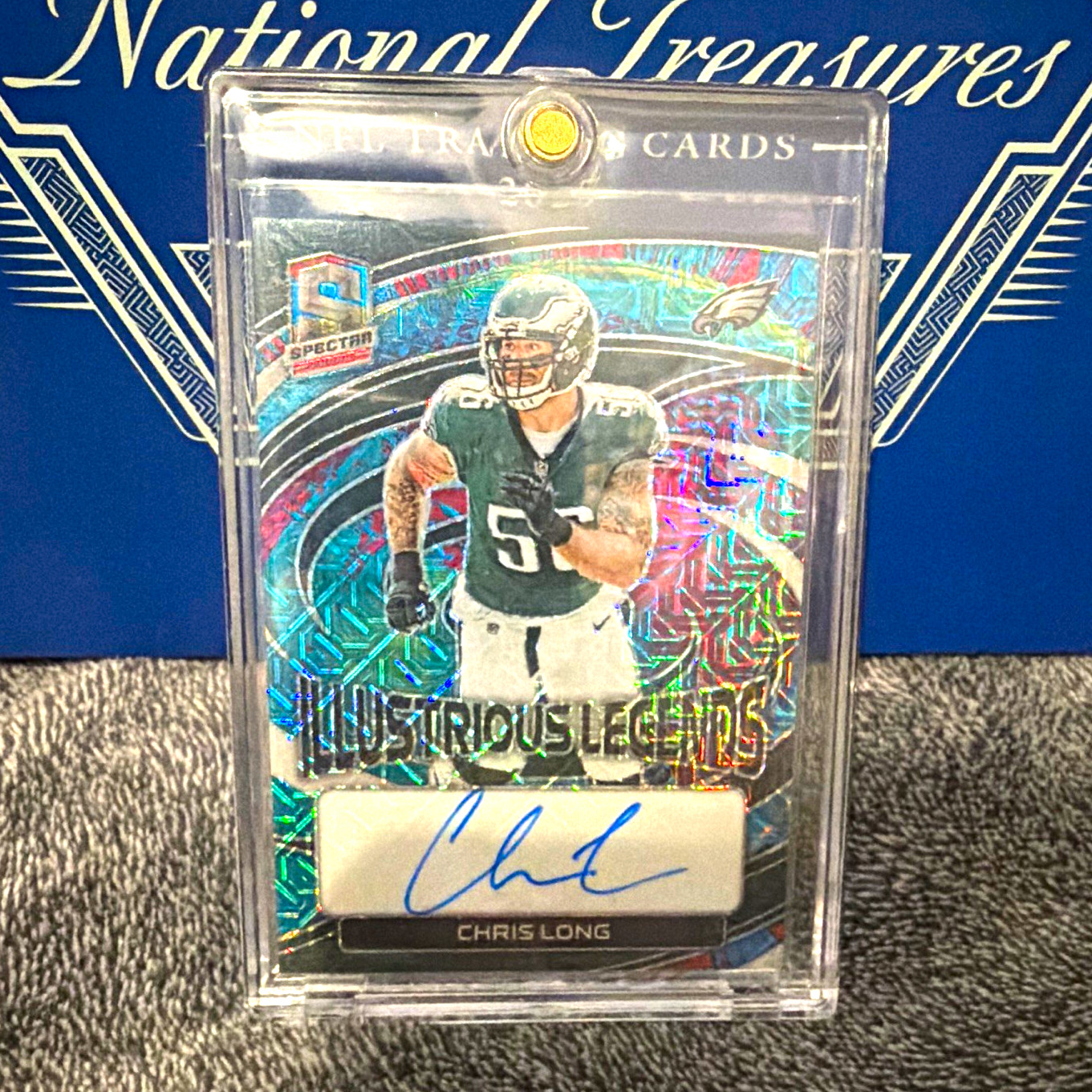 Panini Spectra Illustrious Legends Chris Long Eagles Auto Prizm IL-CL 01/25 Panini Spectra Illustrious Legends Chris Long Eagles Auto Prizm IL-CL 01/25