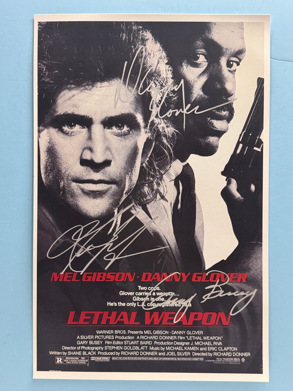 LETHAL WEAPON MOVIE POSTER 11x17 SIGNED BY 3 AUTHENTICATED wCOA 