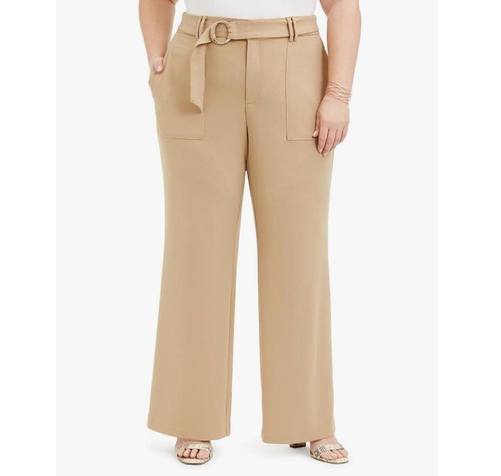 INC Womens Plus 16W Doe Belted Wide Leg Office Wear Pants NWT AT14 INC Womens Plus 16W Doe Belted Wide Leg Office Wear Pants NWT AT14