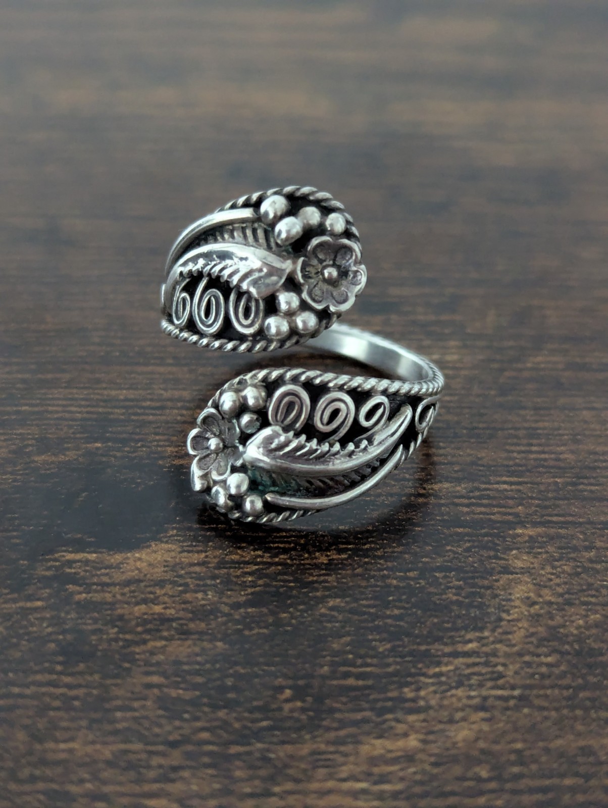 Elsie Yazzie Vintage Navajo Indian Sterling Silver Bypass Ring Size 7-11
