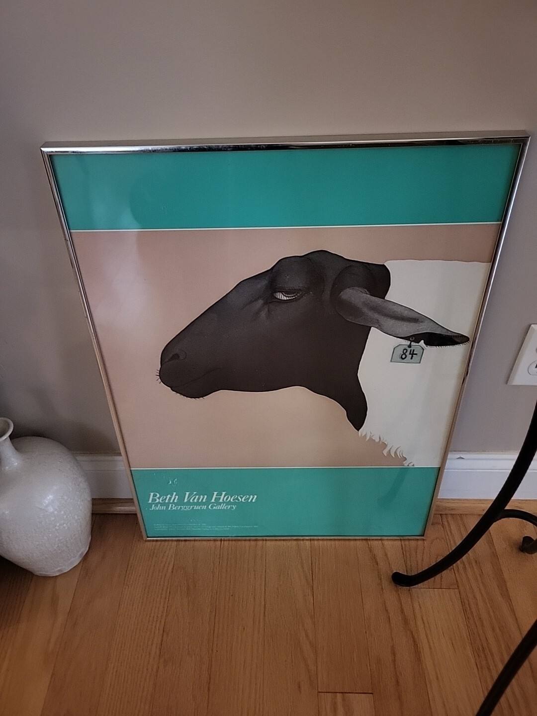 Beth Van Hoesen John Berggruen Gallery Poster 1982 Framed Suffolk Sheep READ