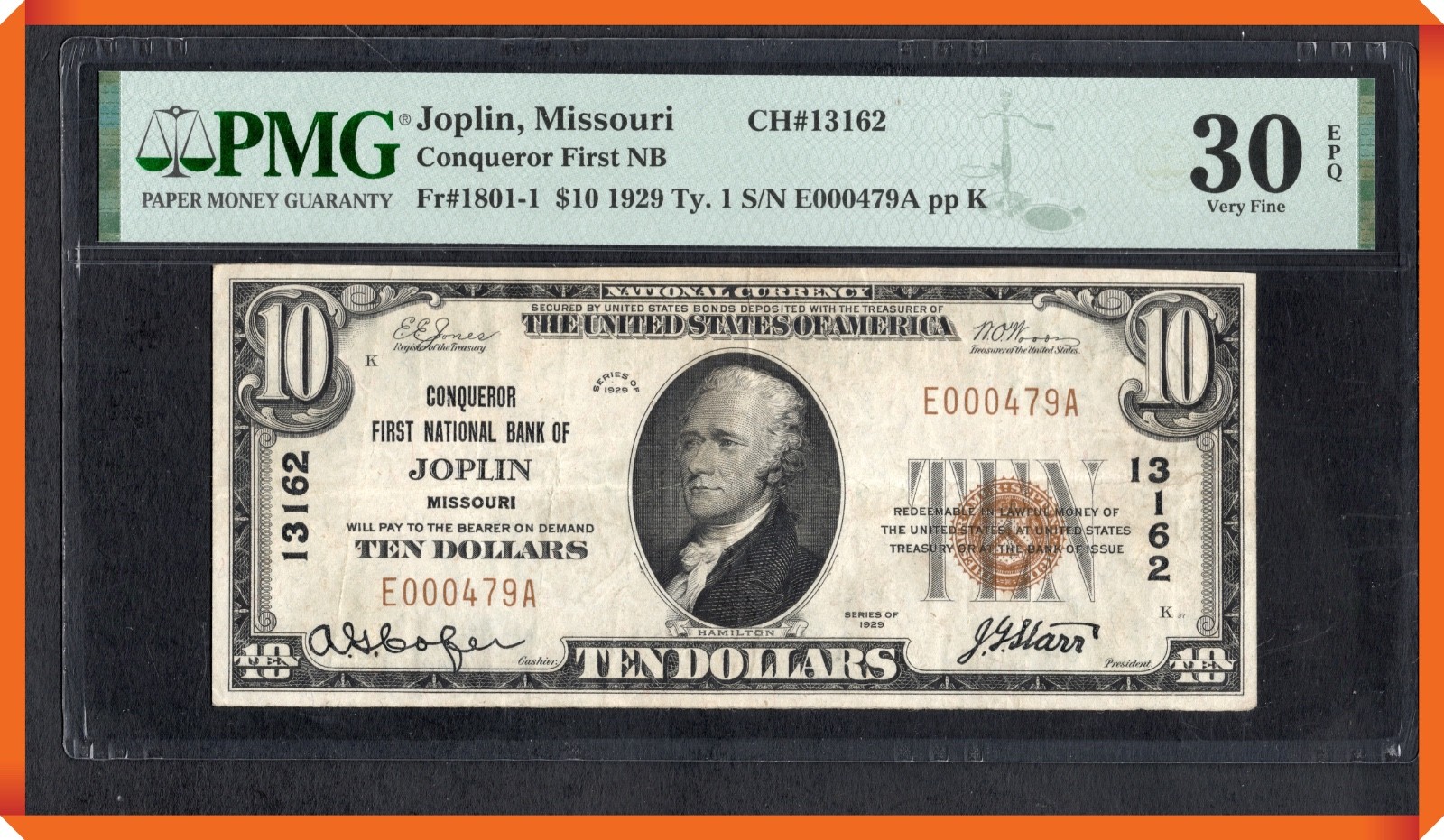 KC- Fr.1801-1 1929 1st NB of Joplin , MO - VF 30 EPQ by PMG