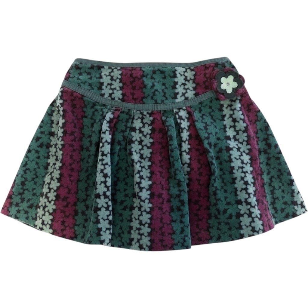 Gymboree Skort Girls 6 Teal Purple Floral Corduroy Pleated Flower Y2K 2005