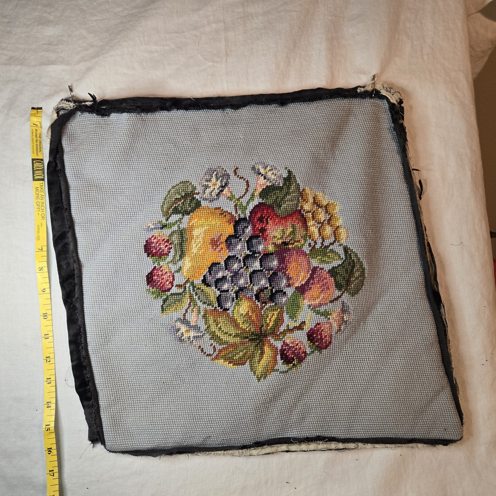 vintage needle point chair cover, lilies, 16\ vintage needle point chair cover, lilies, 16\