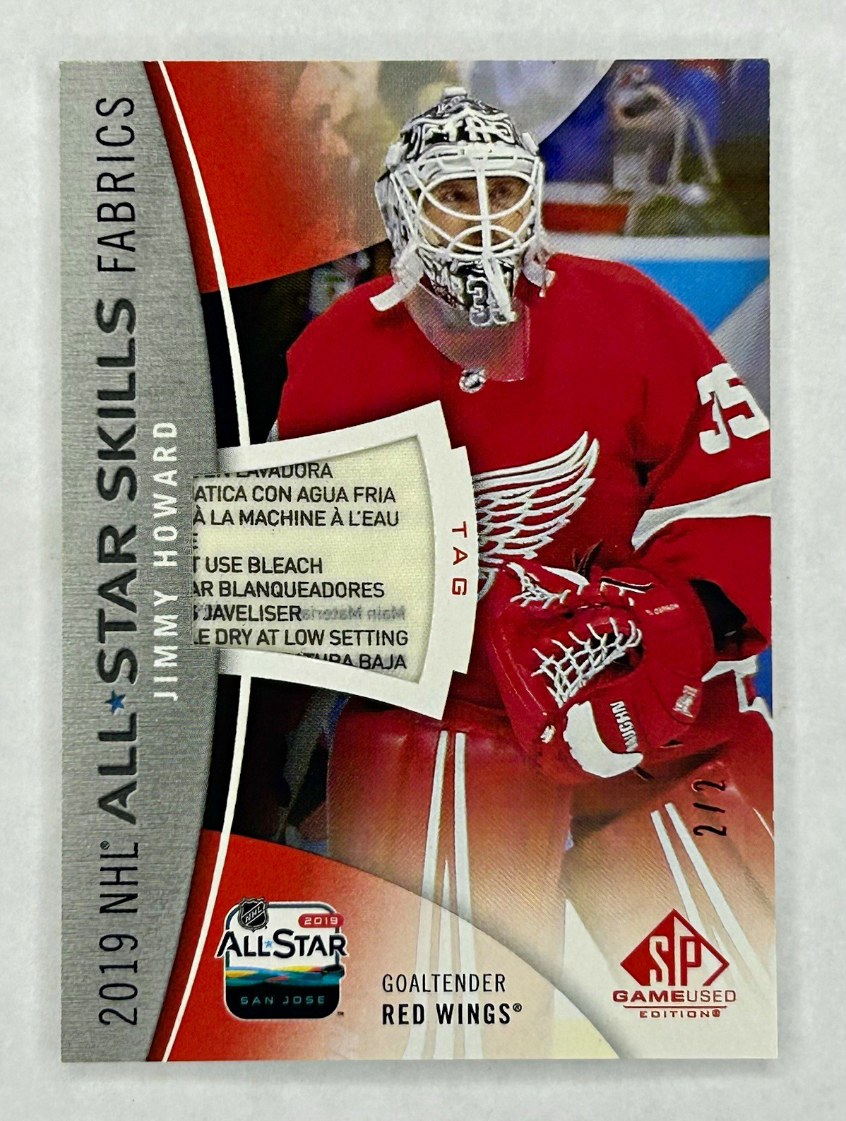 2019-20 Upper Deck SP Game Used All-Star Skills Fabrics Jimmy Howard #AS-JH 2/2 2019-20 Upper Deck SP Game Used All-Star Skills Fabrics Jimmy Howard #AS-JH 2/2