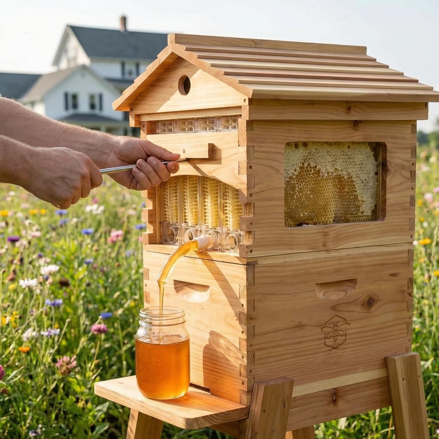 Auto Bee Hive Automatic Beekeeping Box Set for Beginners with 7pcs Bee Frames