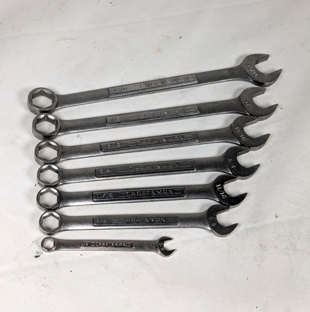 Vintage Craftsman VA USA 7pc SAE 6 Point Combination Wrench Set 15/16 Vintage Craftsman VA USA 7pc SAE 6 Point Combination Wrench Set 15/16