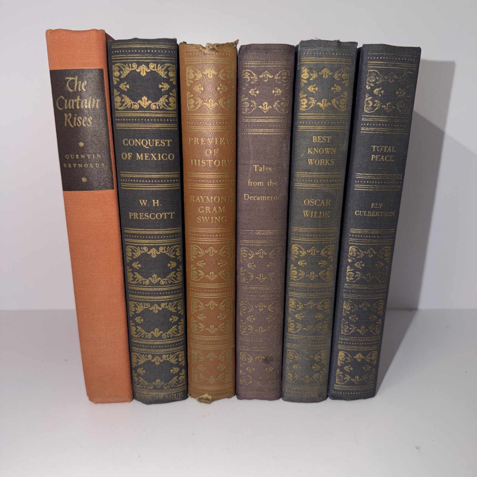 Vintage Book Lot of 6 Antique Hardcover ~1943 Total Peace Culbertson Oscar Wilde