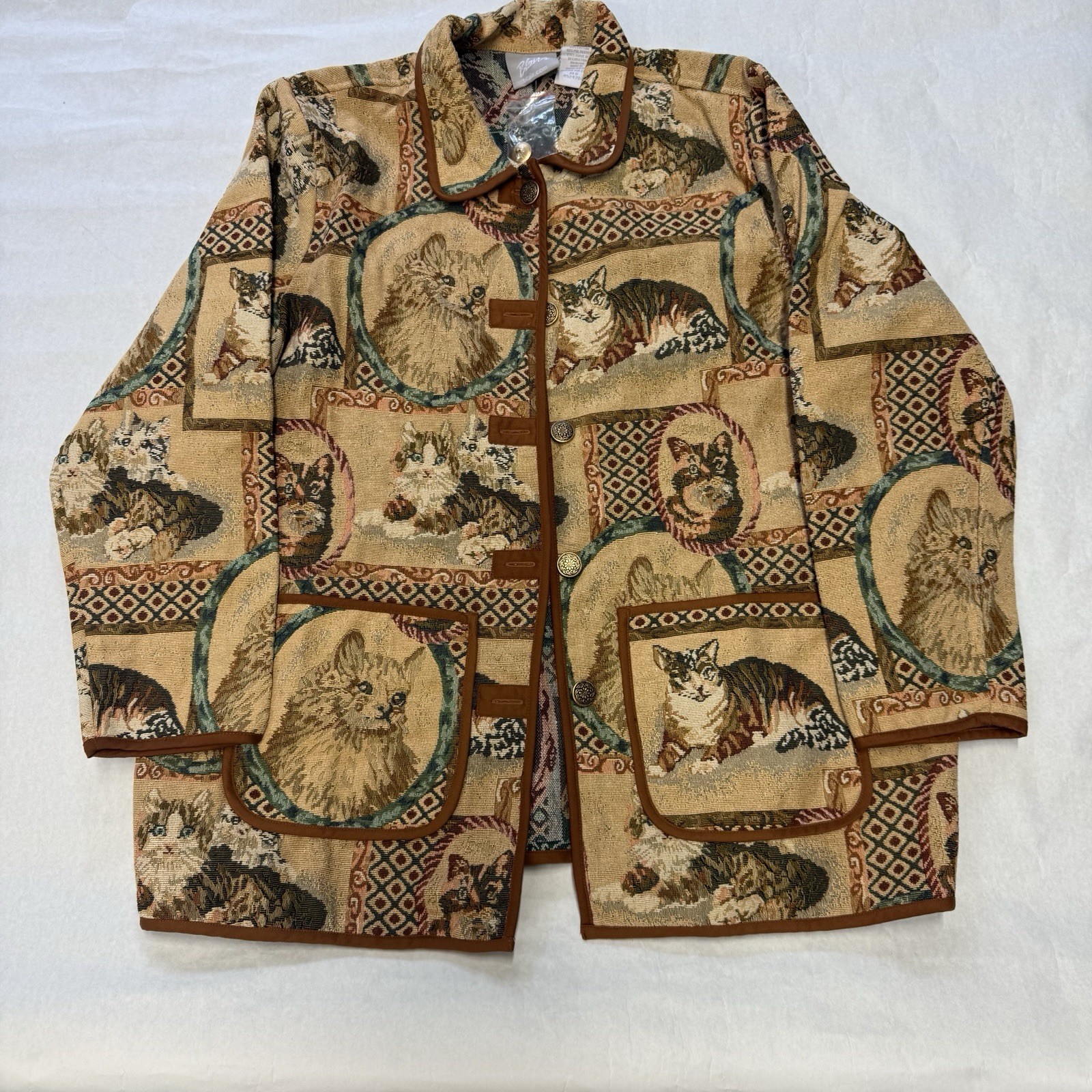 Vintage Blair Crazy For Cats Tapestry Blazer Coat Jacket XL 90s Vintage Blair Crazy For Cats Tapestry Blazer Coat Jacket XL 90s
