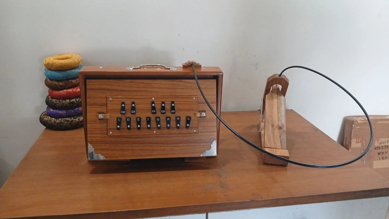 Shruti Box 15×10×3 Inches – Teak Wood & Ply with Pedal Tuning 440Hz & 432 Shruti Box 15×10×3 Inches – Teak Wood & Ply with Pedal Tuning 440Hz & 432