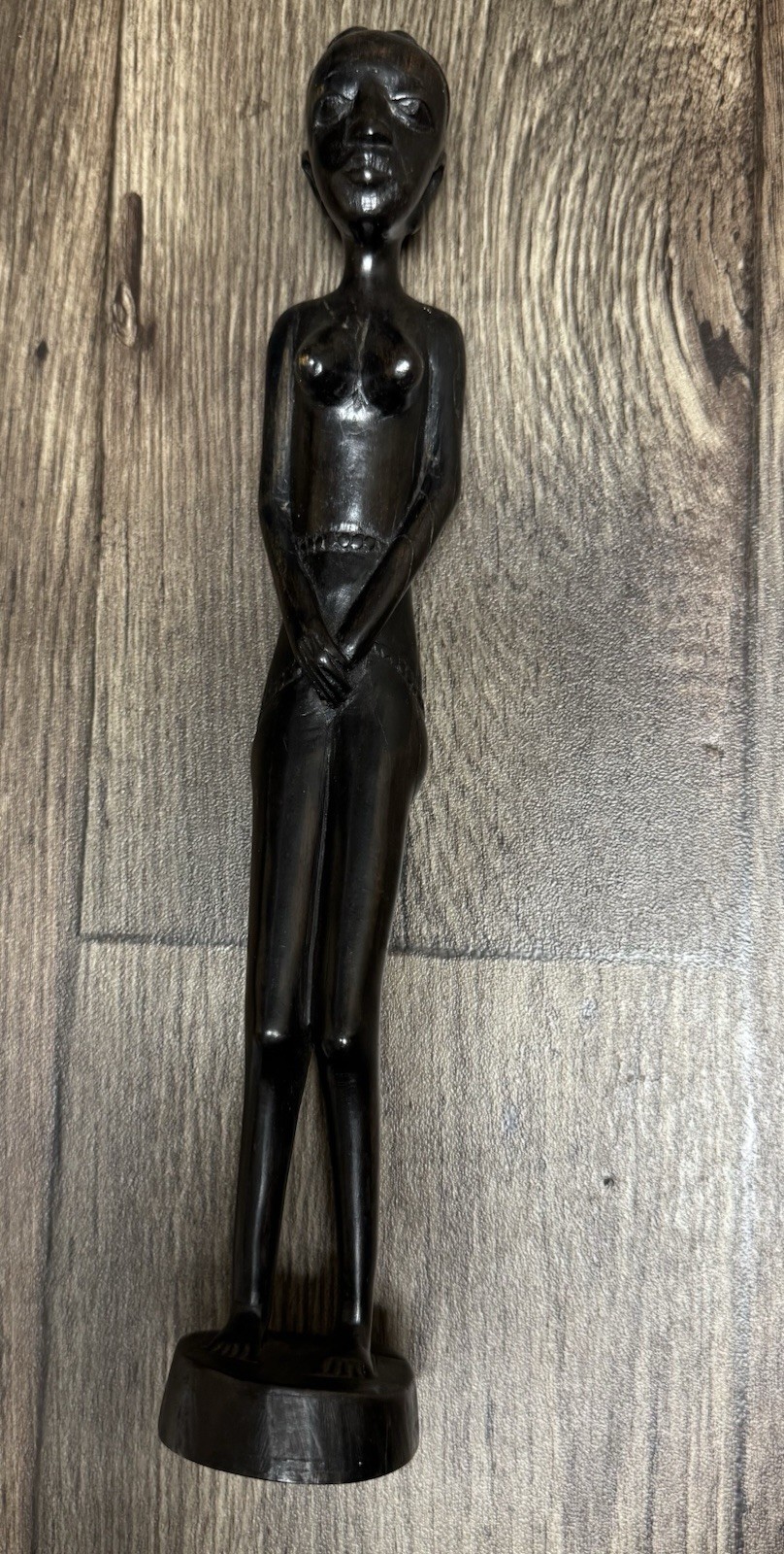 Vintage Hand Carved Ebony Wood African Woman Fertility Statue Tribal Art 13.5” Vintage Hand Carved Ebony Wood African Woman Fertility Statue Tribal Art 13.5”