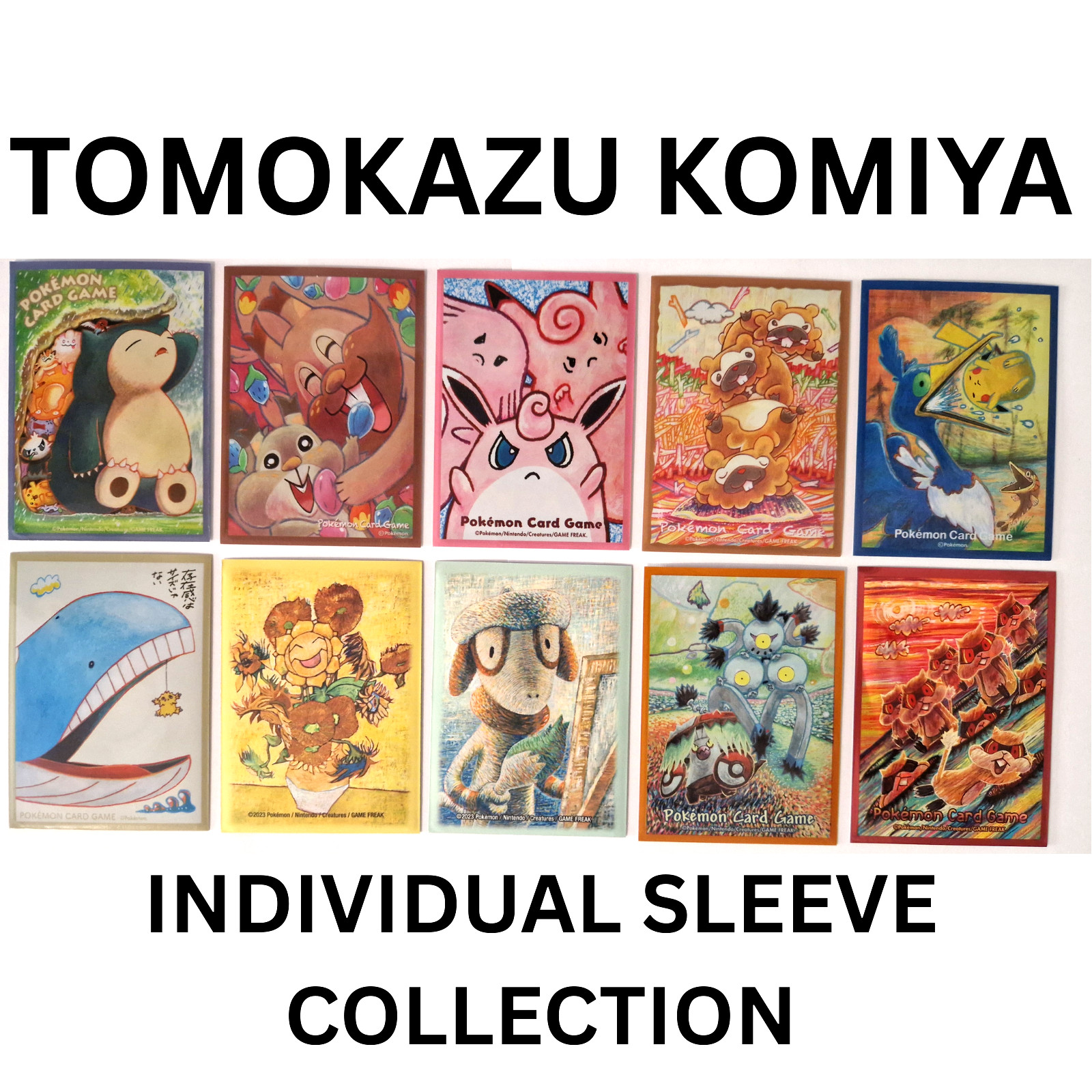 Tomokazu Komiya Full Collection 10 individual sleeves Pokemon TCG, brand new Tomokazu Komiya Full Collection 10 individual sleeves Pokemon TCG, brand new