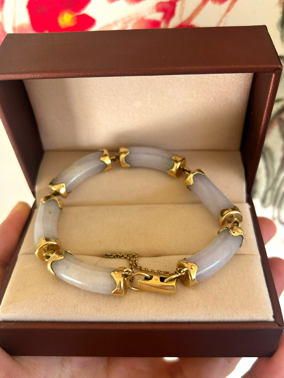 Stunning Ming’s of Honolulu 14K Gold White Jade Link Bracelet 34.74g Signed Stunning Ming’s of Honolulu 14K Gold White Jade Link Bracelet 34.74g Signed