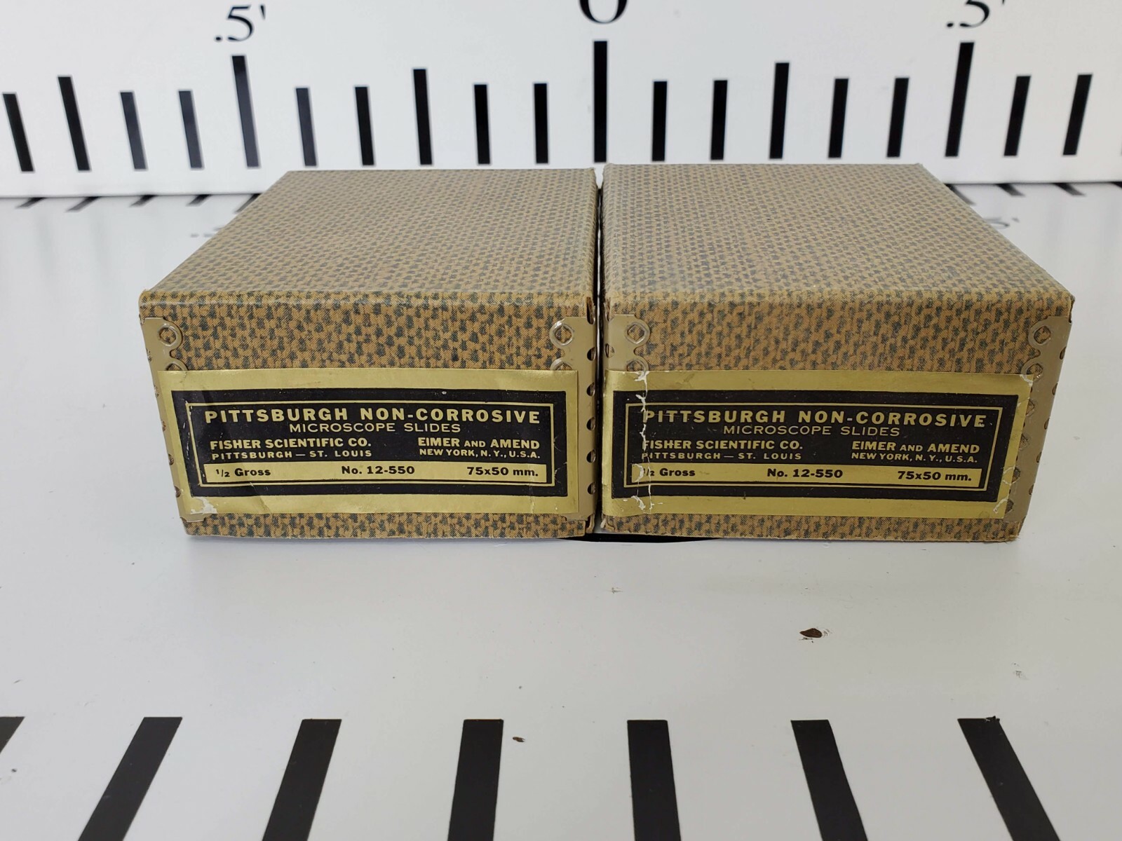 Vintage Fisher Scientific Microscope slides 2 boxes of 72 NOS 50mm
