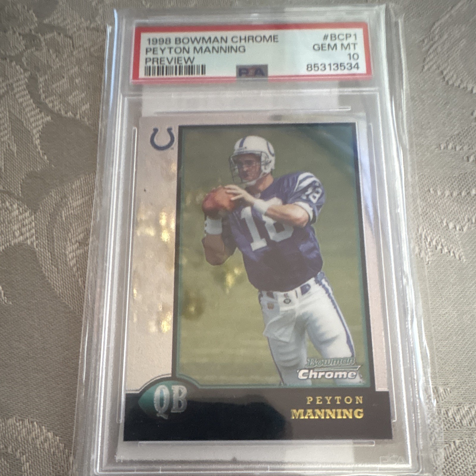 Bowman 1998 Bowman Chrome Peyton Manning Preview BCP1 PSA 10 Gem Mint Bowman 1998 Bowman Chrome Peyton Manning Preview BCP1 PSA 10 Gem Mint