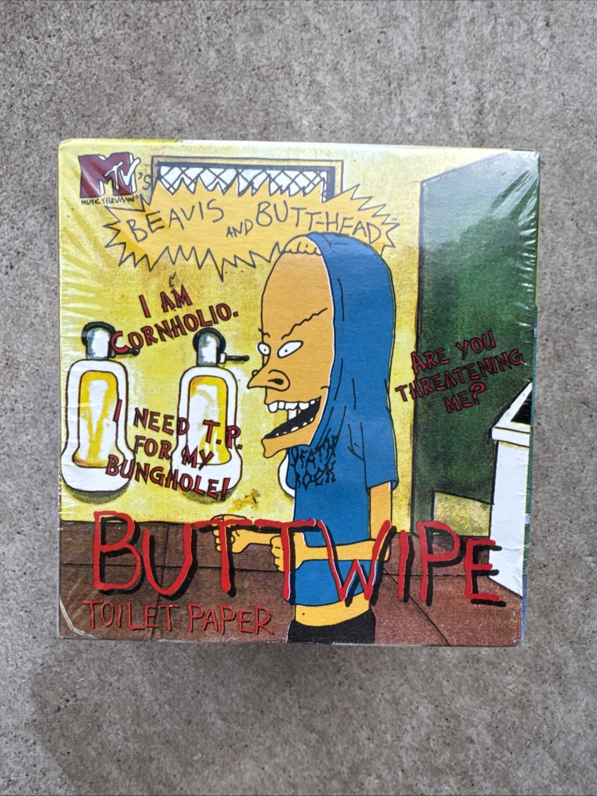 Beavis & Butthead Buttwipe Toilet Paper RARE 1995 Vtg SEALED Printed TP Gag Gift Beavis & Butthead Buttwipe Toilet Paper RARE 1995 Vtg SEALED Printed TP Gag Gift