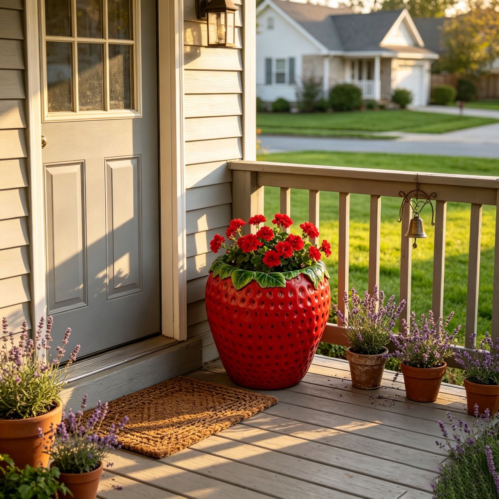 Strawberry Shape Planter Pot Cute Fruit Flower Vase Outdoor Garden Planter Decor Strawberry Shape Planter Pot Cute Fruit Flower Vase Outdoor Garden Planter Decor
