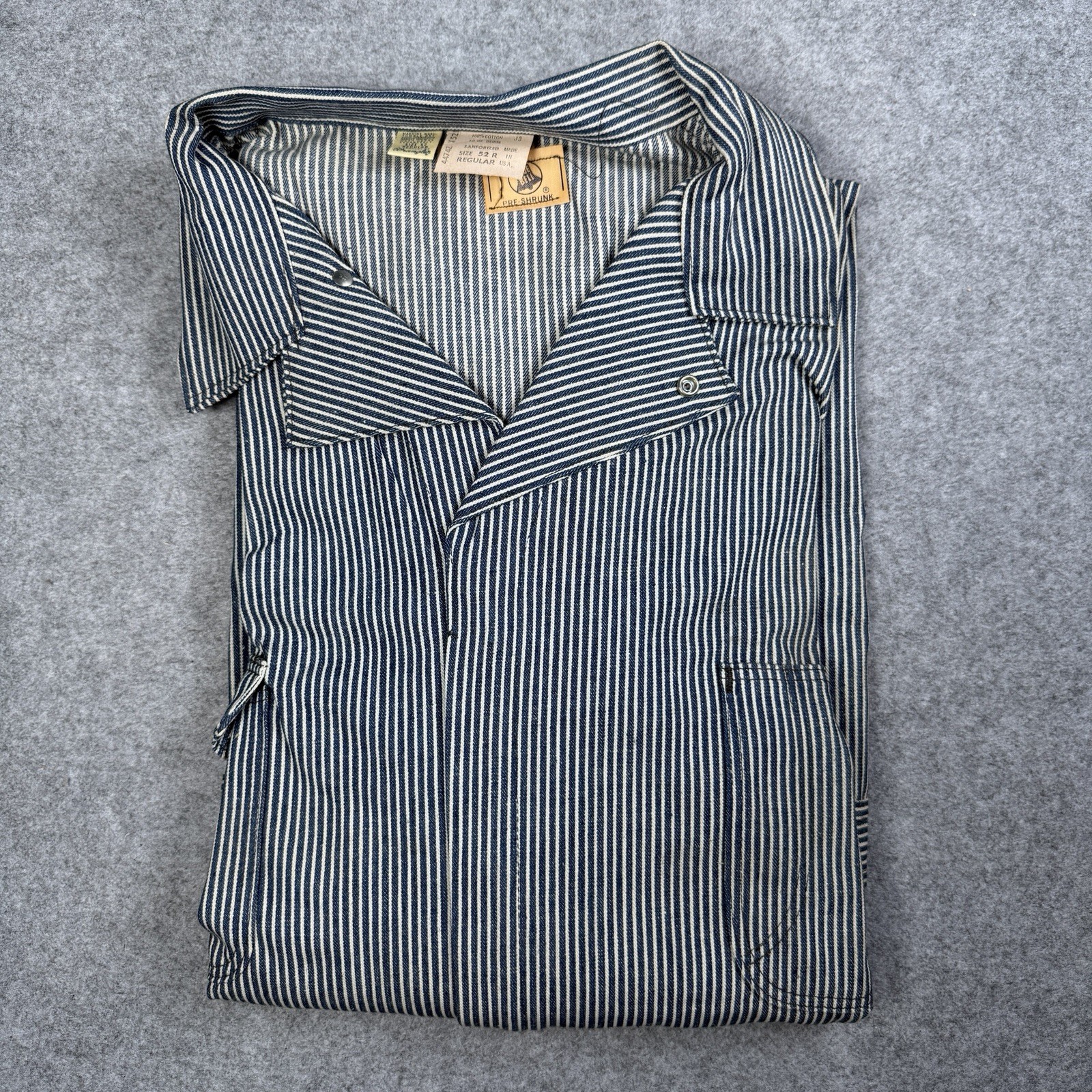 Vintage 50s Blue Bell Wrangler Coveralls Hickory Stripe Sanforized Size 52 R NOS Vintage 50s Blue Bell Wrangler Coveralls Hickory Stripe Sanforized Size 52 R NOS