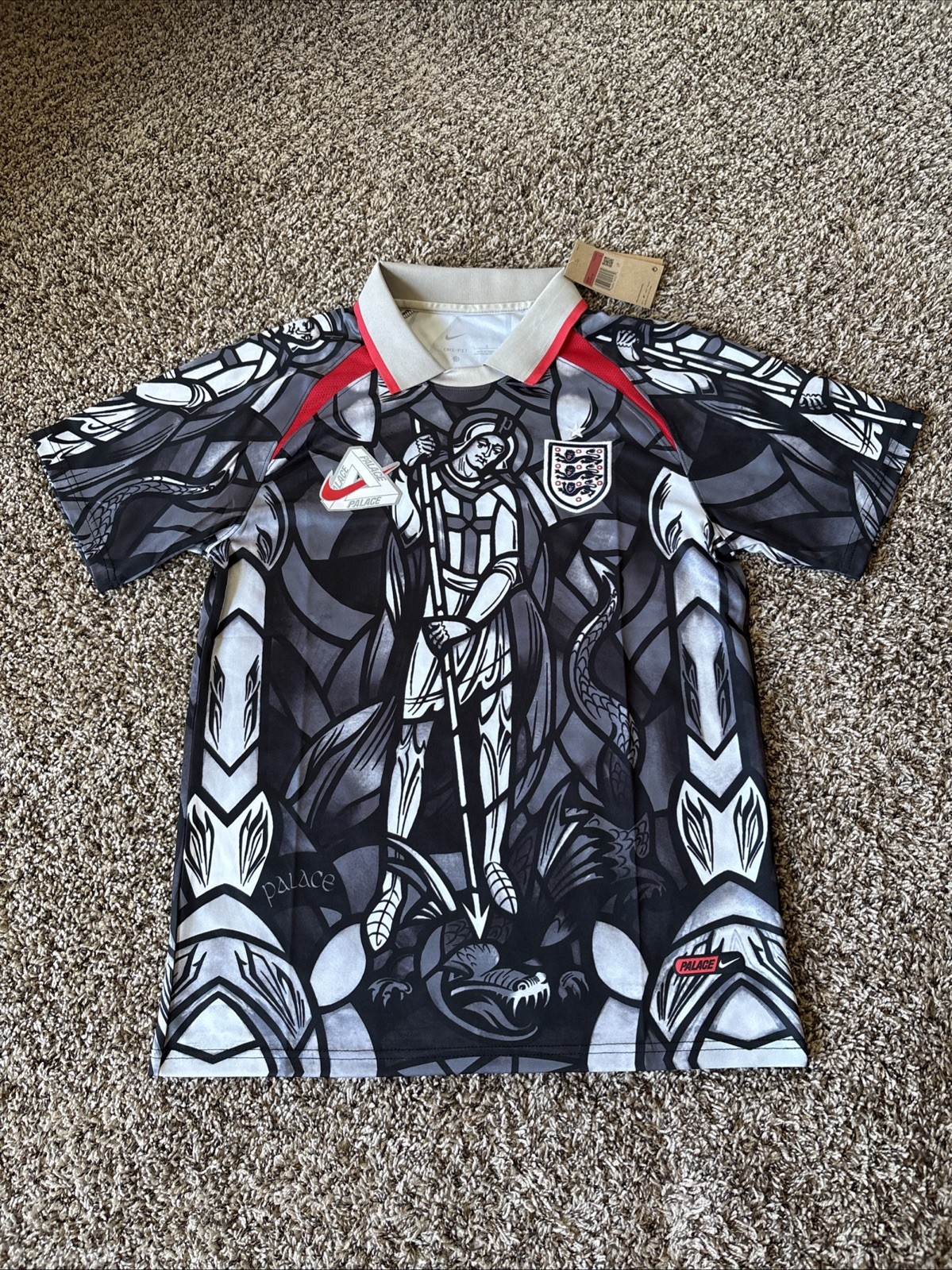 Nike x Palace England Men's Soccer Jersey Size L Black Grey St George NEW