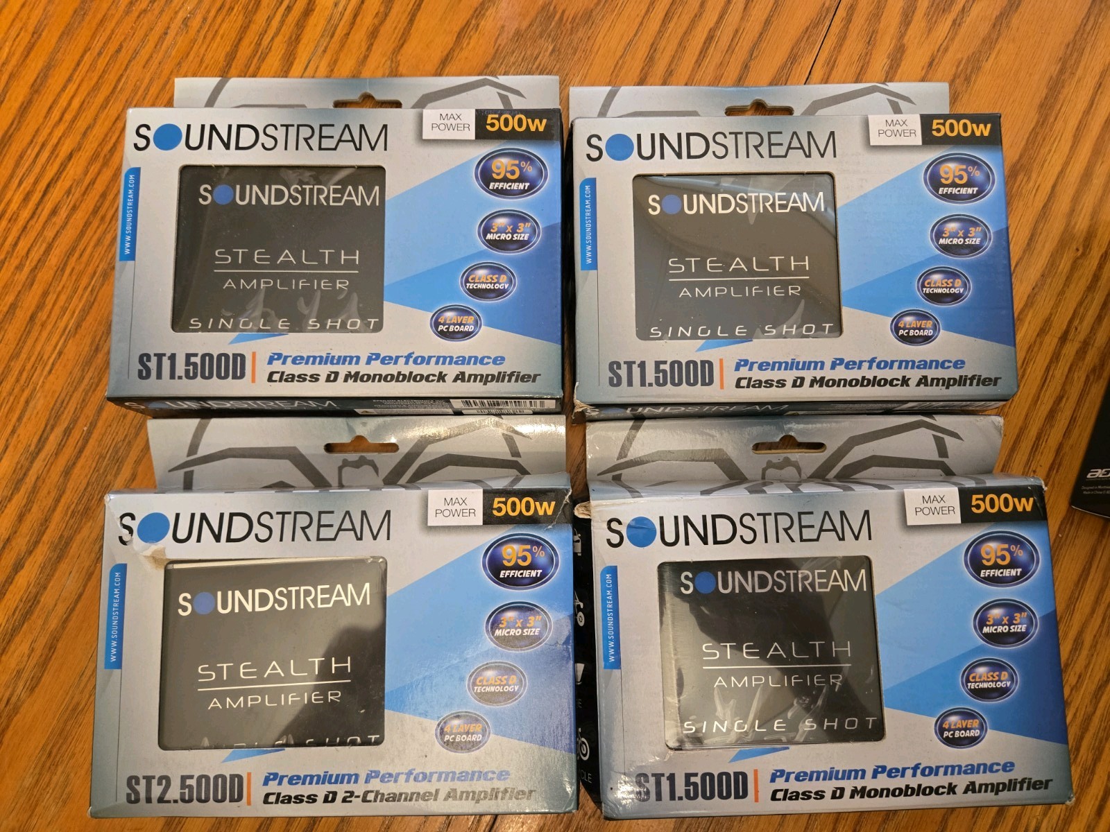 (Lot of 4) Soundstream Stealth Series Class D 4-Channel Amplifiers (ST4.500D)