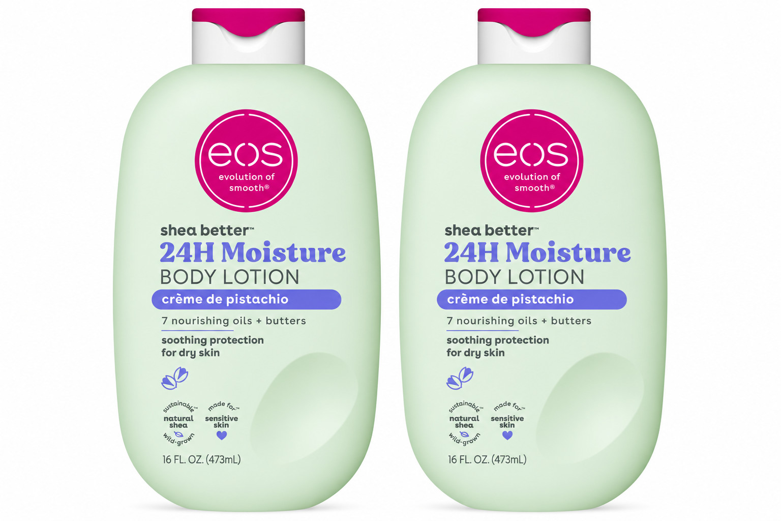 2 Pack eos Crème de Pistachio Body Lotion Shea Butter Vitamin E 16 fl oz Each