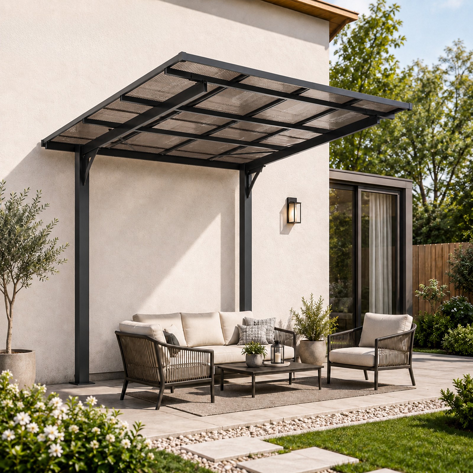 8x8 FT Outdoor Carport Galvanized Steel Carport w/Sloped Roof for Patio Backyard 8x8 FT Outdoor Carport Galvanized Steel Carport w/Sloped Roof for Patio Backyard