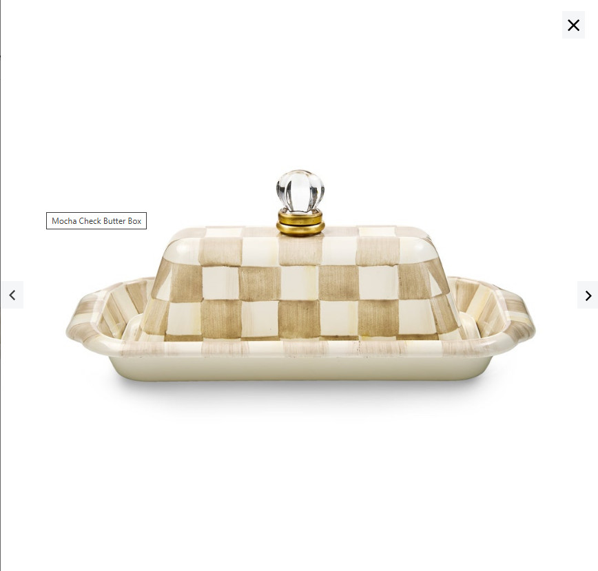MACKENZIE CHILDS Mocha Check Butter Box NEW