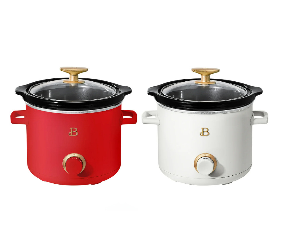 Beautiful 2 qt Slow Cooker Set 2-Pack, White Icing and Tomato Red Drew Barrymore Beautiful 2 qt Slow Cooker Set 2-Pack, White Icing and Tomato Red Drew Barrymore