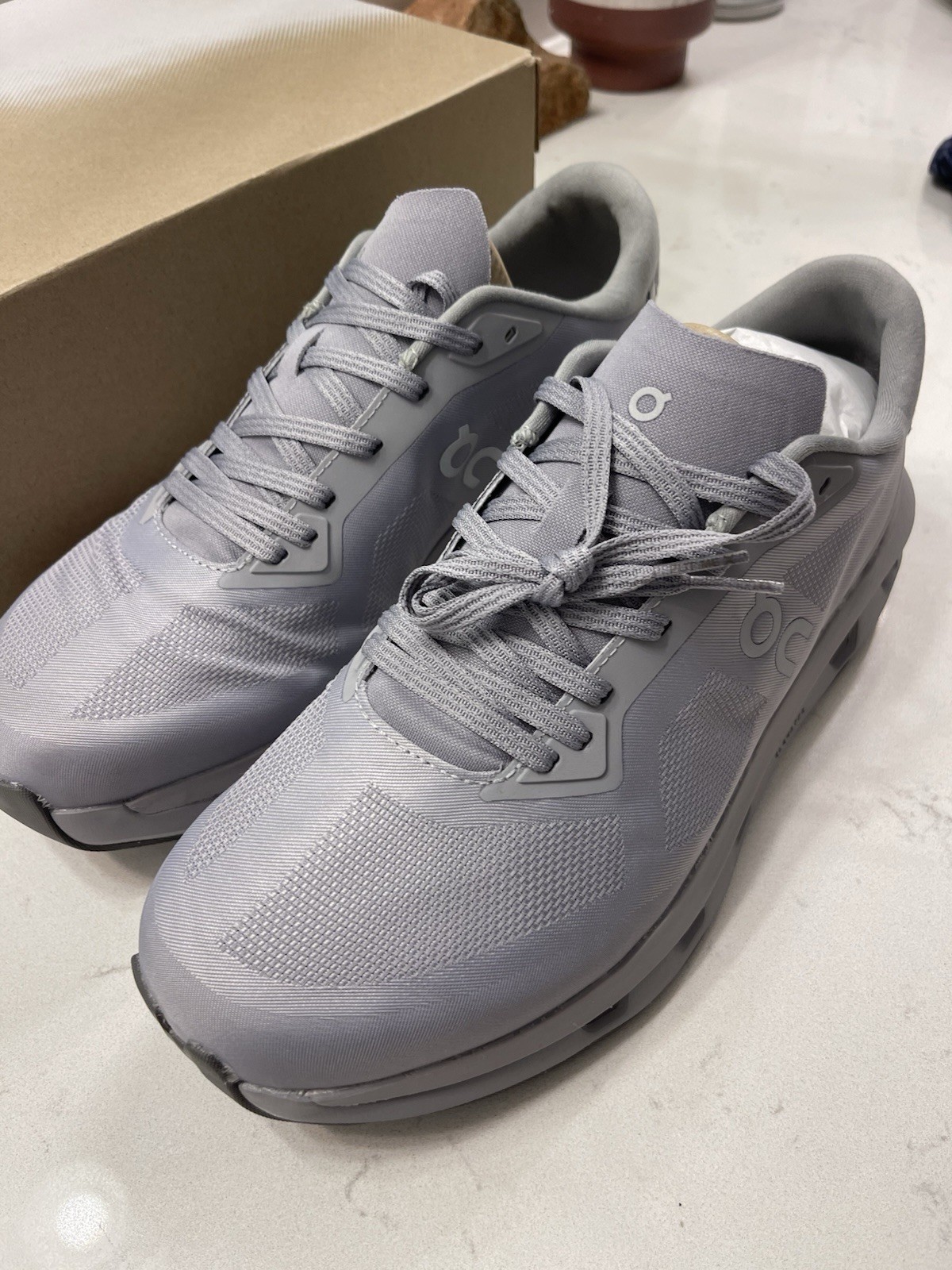 On Cloudzone Men’s Gray Alloy/Rock Mesh Low Top Lace-Up Sneakers 3MF10083295