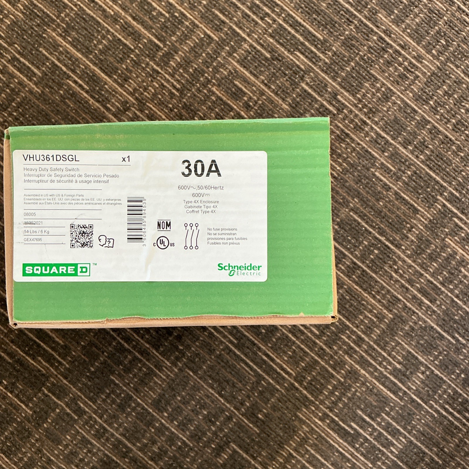 SQUARE D VisiPacT VH361DSGL SAFETY SWITCH 30 AMP FUSIBLE NEMA 4X BRAND NEW SQUARE D VisiPacT VH361DSGL SAFETY SWITCH 30 AMP FUSIBLE NEMA 4X BRAND NEW