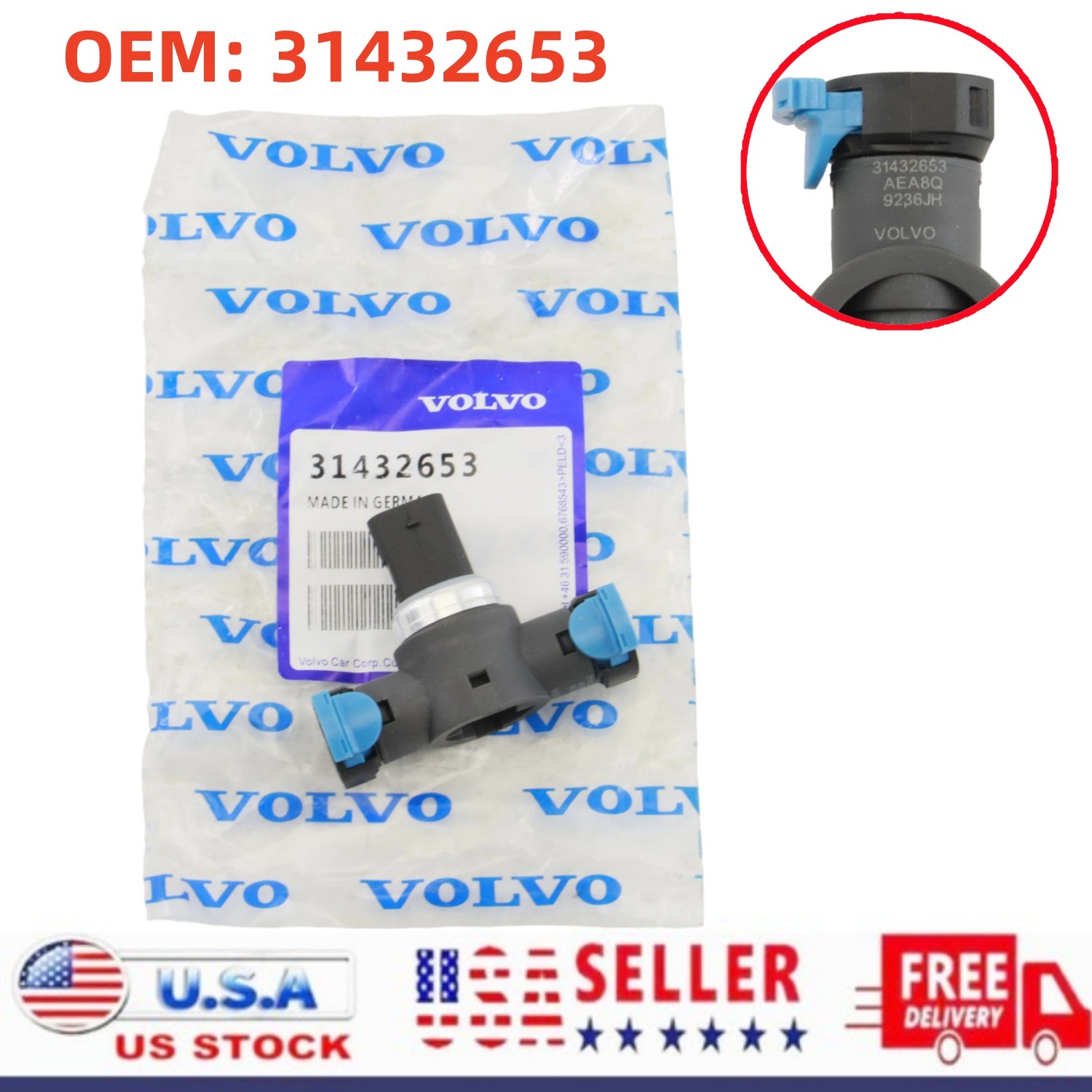 OEM 31432653 Fuel Pressure Sensor For Volvo V60 S60 V60 Cross Country XC40 2.0T