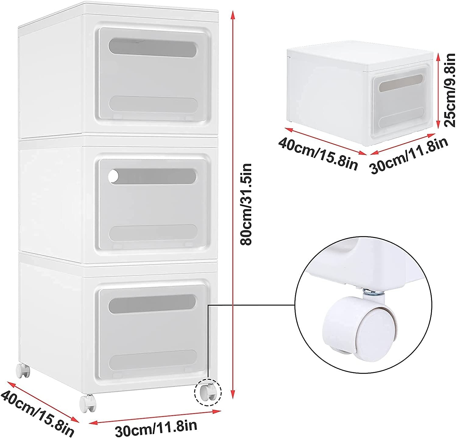 3/6/9Pcs Large Plastic Storage Bin Closet Organizer w/Lid Wheels Stackable Boxes