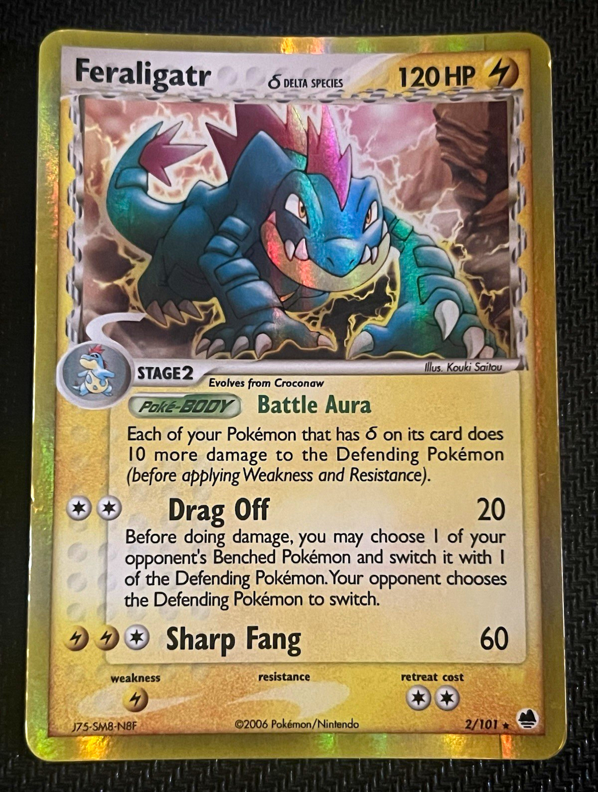 Pokemon Card: Feraligatr 2/101 Delta Species EX Dragon Frontiers 2006 Holo