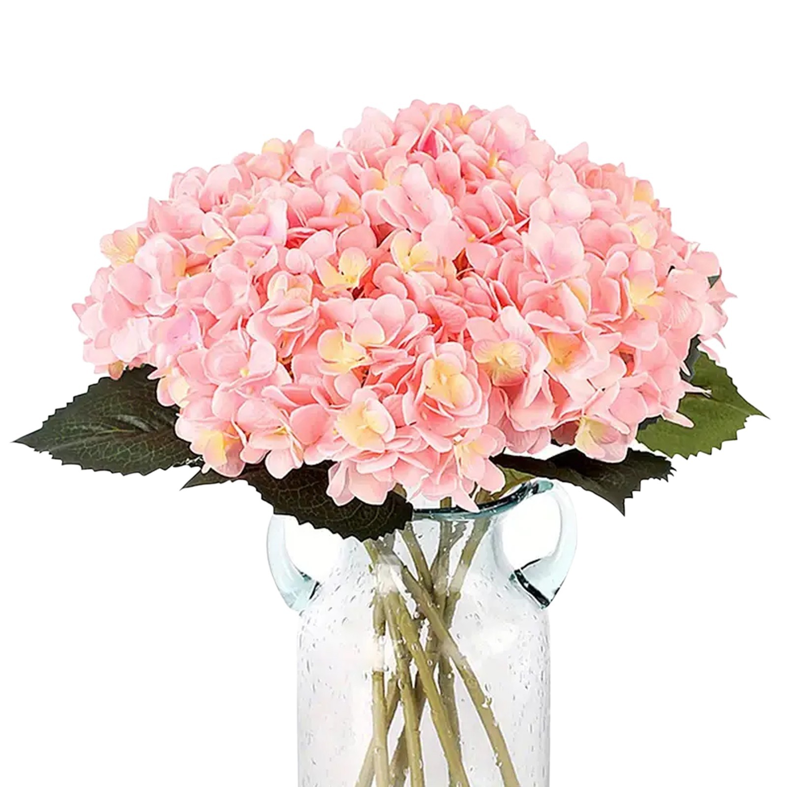 6 Pcs Artificial Silk Hydrangea Flowers Bouquet Arrangement White/pink/green 6 Pcs Artificial Silk Hydrangea Flowers Bouquet Arrangement White/pink/green